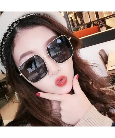 Unisex Sunglasses Fashion Gold Grey Drive Holiday Square Non-Polarized UV400 - C818RH6SMN2 $12.05 Square