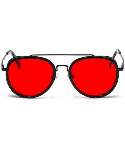 Retro Round Punk Sunglasses Men Women Fashion Metal Frame Mens Goggle Female Shades Glasses UV400 - Red - CV193Q0O2WW $20.25 ...