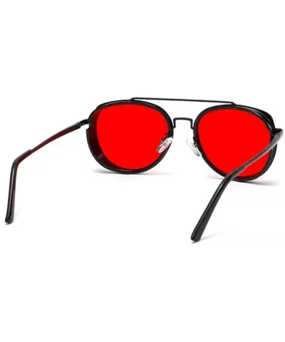 Retro Round Punk Sunglasses Men Women Fashion Metal Frame Mens Goggle Female Shades Glasses UV400 - Red - CV193Q0O2WW $20.25 ...