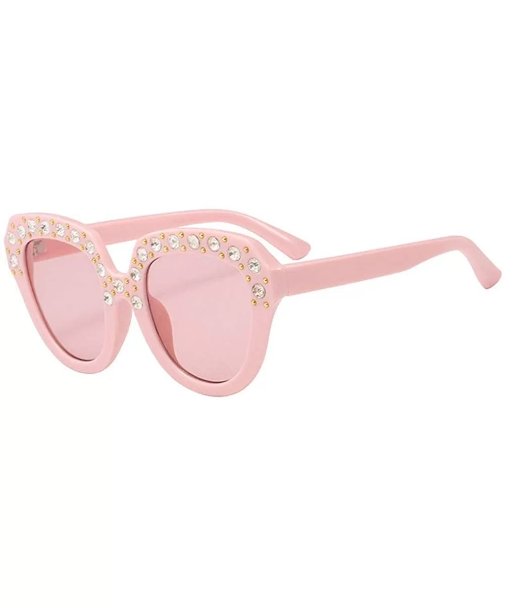 Unisex Imitation Diamond Sunglasses Integrated UV Glasses Children Fashion Sunglasses - Pink - CN18SQRM0E6 $11.13 Square