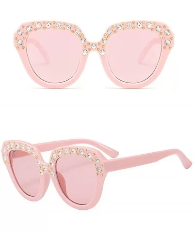 Unisex Imitation Diamond Sunglasses Integrated UV Glasses Children Fashion Sunglasses - Pink - CN18SQRM0E6 $11.13 Square