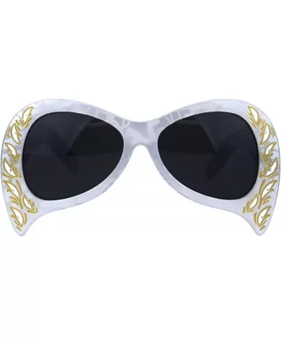 Masquerade Mask Style Sunglasses Unique Upside Down Fashion UV 400 - Silver (Black) - CI18IEEERXL $15.47 Oversized