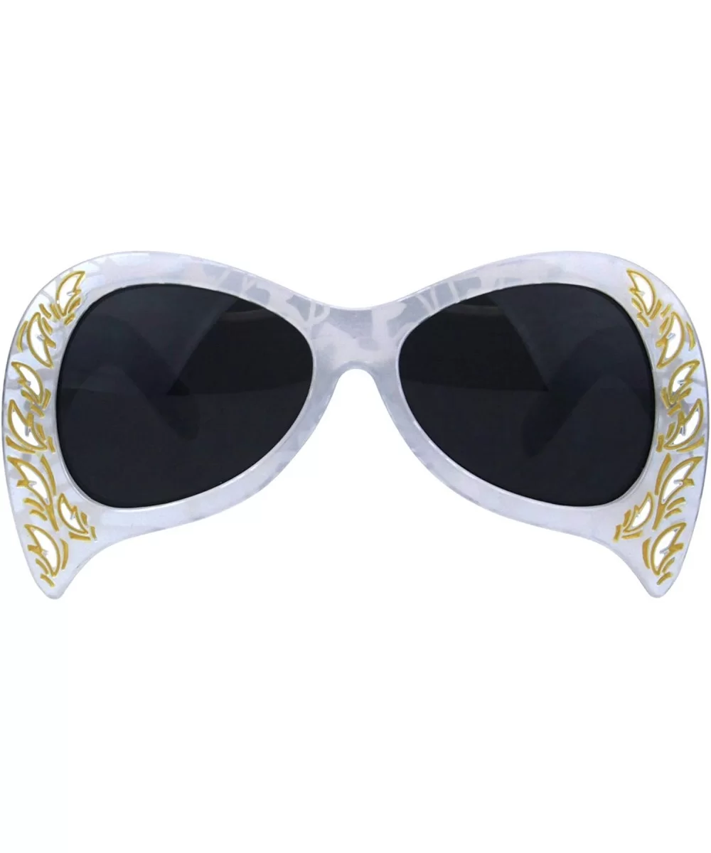 Masquerade Mask Style Sunglasses Unique Upside Down Fashion UV 400 - Silver (Black) - CI18IEEERXL $15.47 Oversized