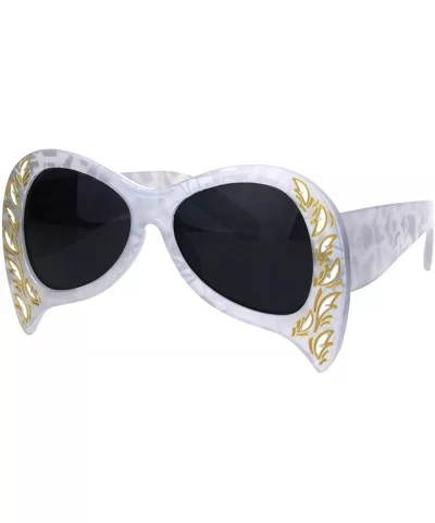 Masquerade Mask Style Sunglasses Unique Upside Down Fashion UV 400 - Silver (Black) - CI18IEEERXL $15.47 Oversized