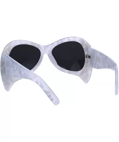 Masquerade Mask Style Sunglasses Unique Upside Down Fashion UV 400 - Silver (Black) - CI18IEEERXL $15.47 Oversized