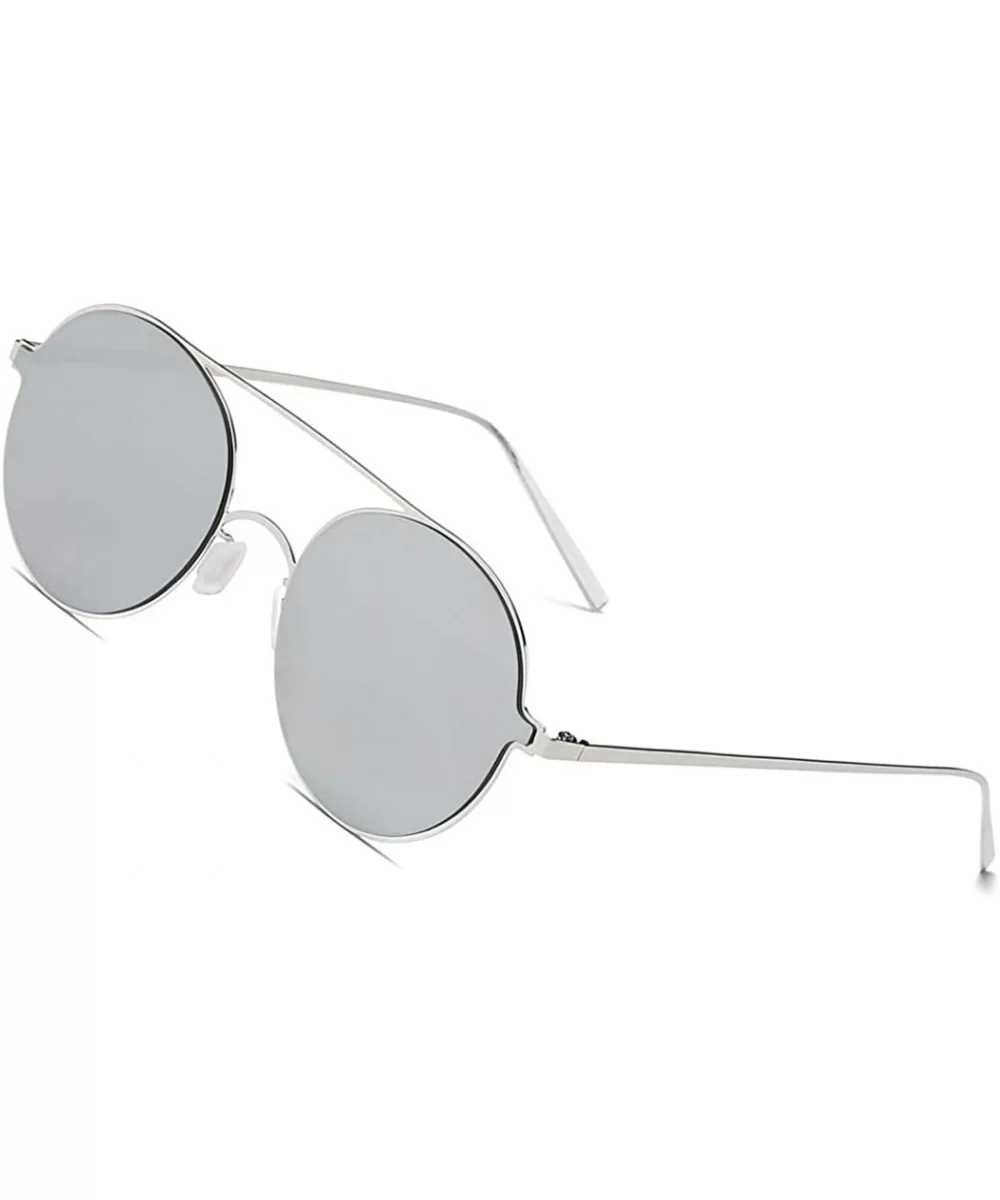 Ultra-Light-Thin Sunglasses Unisex Round Style Small Memory Metal Frame LK1711 - Silver/Sivler - CZ184XITDA8 $12.37 Round