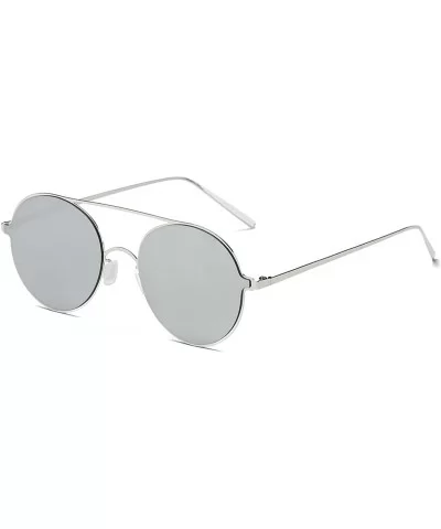 Ultra-Light-Thin Sunglasses Unisex Round Style Small Memory Metal Frame LK1711 - Silver/Sivler - CZ184XITDA8 $12.37 Round