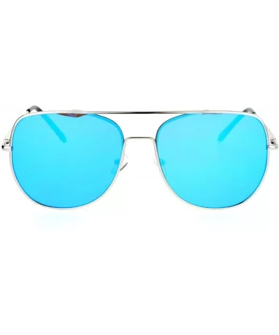 Unisex Fashion Sunglasses Flat Top Square Round Aviators Mirror Lens - Silver (Blue Mirror) - CI186NWXA2G $16.21 Square