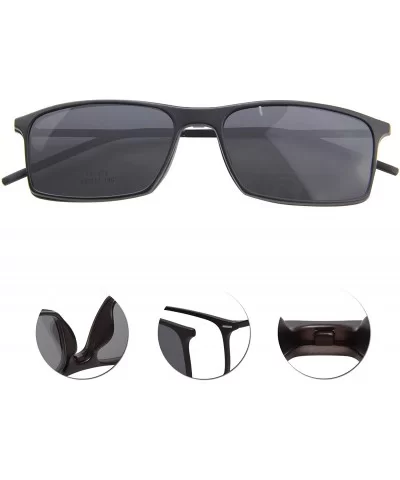 Vintage Clear Lens Glasses With Fashion Polarized Sunglasses Clip L8172 - Black Frame - CO12NA5QK1X $24.74 Rectangular