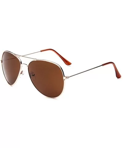 Fashion Unisex Sunglasses Metal Frame with Case UV400 Protection - Gold Frame/Brown Lens - C618WLTHEQQ $32.27 Oval