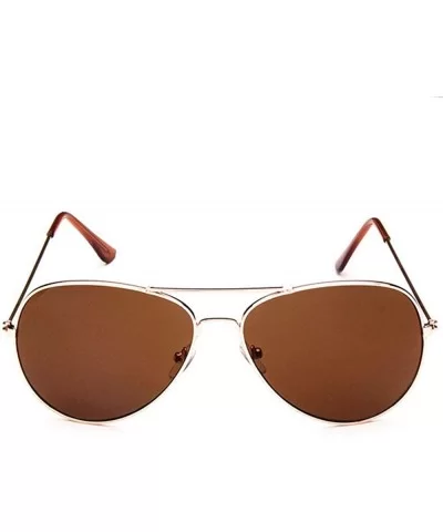 Fashion Unisex Sunglasses Metal Frame with Case UV400 Protection - Gold Frame/Brown Lens - C618WLTHEQQ $32.27 Oval