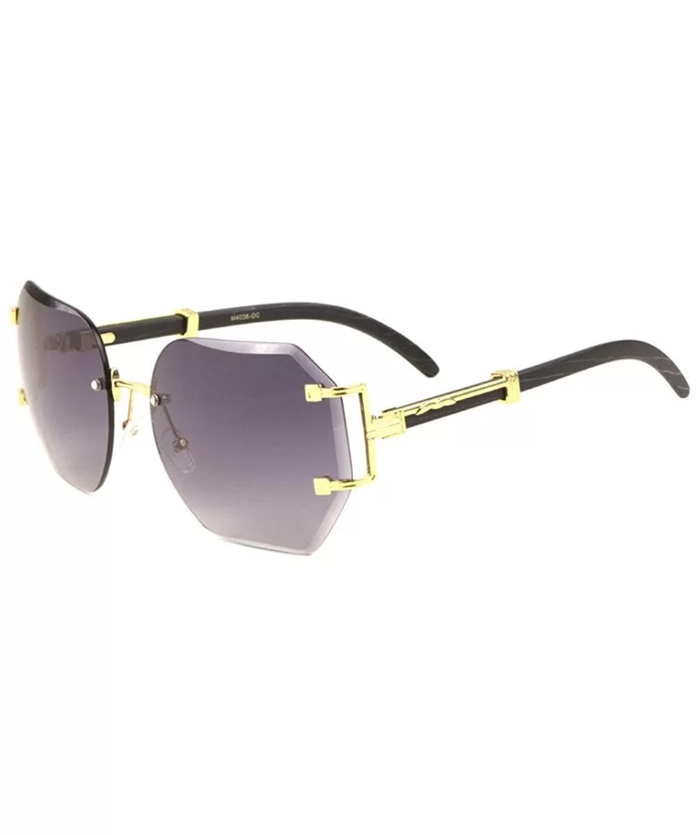 Socialite Womens Metal & Wood Sunglasses w/Oversized Square Lenses - Gold Metal & Black Wood Frame - CX18R6I6DWO $14.75 Square
