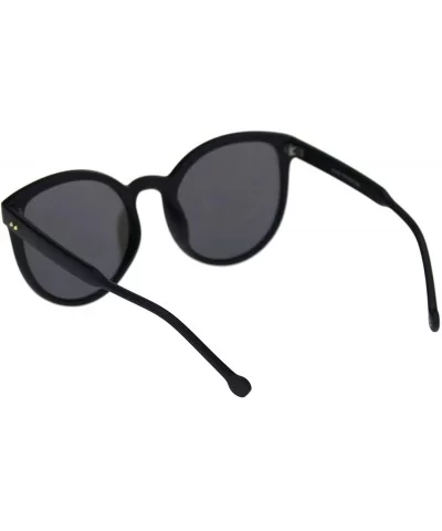 Round Horn Rim Butterfly Sunglasses Womens Oversized Mirror Lens UV 400 - Matte Black (Silver Mirror) - CN18A9KTRO6 $14.20 Bu...