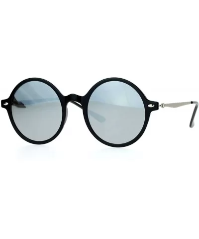 Flat Lens Round Hippie Plastic Mirror Lens Sunglasses - Black Silver Mirror - CW12G7GVKBP $16.75 Wayfarer