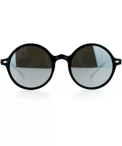 Flat Lens Round Hippie Plastic Mirror Lens Sunglasses - Black Silver Mirror - CW12G7GVKBP $16.75 Wayfarer