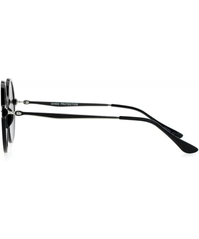 Flat Lens Round Hippie Plastic Mirror Lens Sunglasses - Black Silver Mirror - CW12G7GVKBP $16.75 Wayfarer