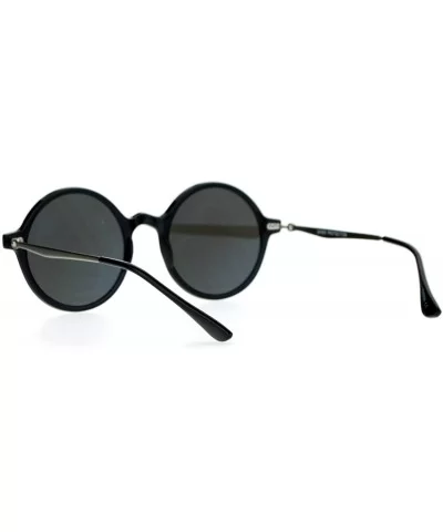 Flat Lens Round Hippie Plastic Mirror Lens Sunglasses - Black Silver Mirror - CW12G7GVKBP $16.75 Wayfarer