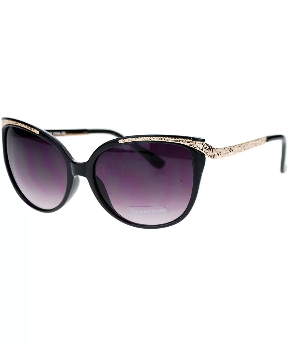 Womens Retile Texture Arm Oversize Cat Eye Sunglasses - Black Gold - C311ZKXLF35 $12.14 Cat Eye