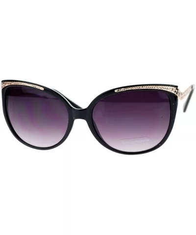 Womens Retile Texture Arm Oversize Cat Eye Sunglasses - Black Gold - C311ZKXLF35 $12.14 Cat Eye