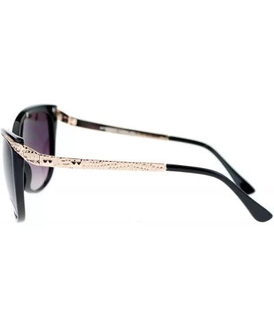 Womens Retile Texture Arm Oversize Cat Eye Sunglasses - Black Gold - C311ZKXLF35 $12.14 Cat Eye