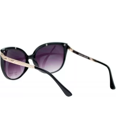 Womens Retile Texture Arm Oversize Cat Eye Sunglasses - Black Gold - C311ZKXLF35 $12.14 Cat Eye