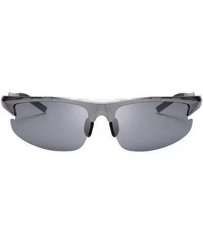 Retro Sunglasses Black Polarized Sunglasses for Men - Grey Frame Grey Lens - CM188CW2MHH $87.08 Square