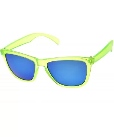 Action Sports Flash Mirror Lens Frosted Horn Rimmed Sunglasses (Green Ice) - CP11MV635OL $12.71 Wayfarer