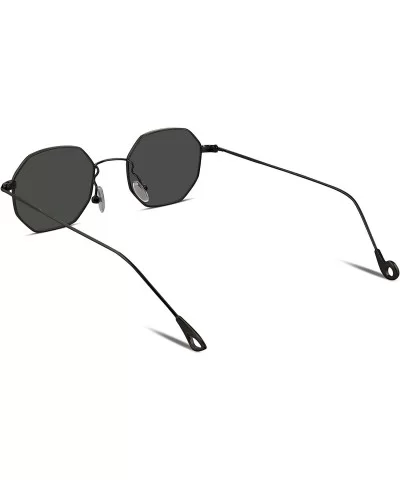 Hipster Small Polygon Women Men Sunglasses Delicate Metal Frame B2254 - Black Frame Grey Lens - CJ186NDZSKD $18.62 Oversized