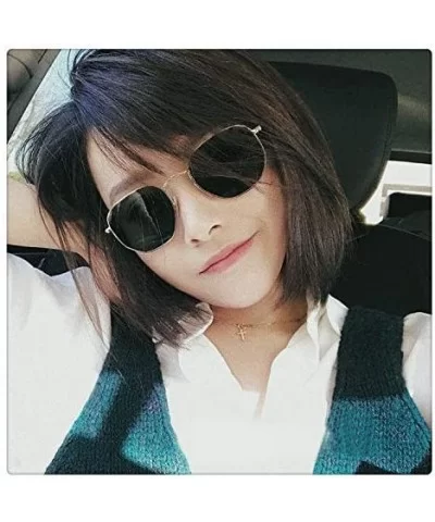 Hipster Small Polygon Women Men Sunglasses Delicate Metal Frame B2254 - Black Frame Grey Lens - CJ186NDZSKD $18.62 Oversized