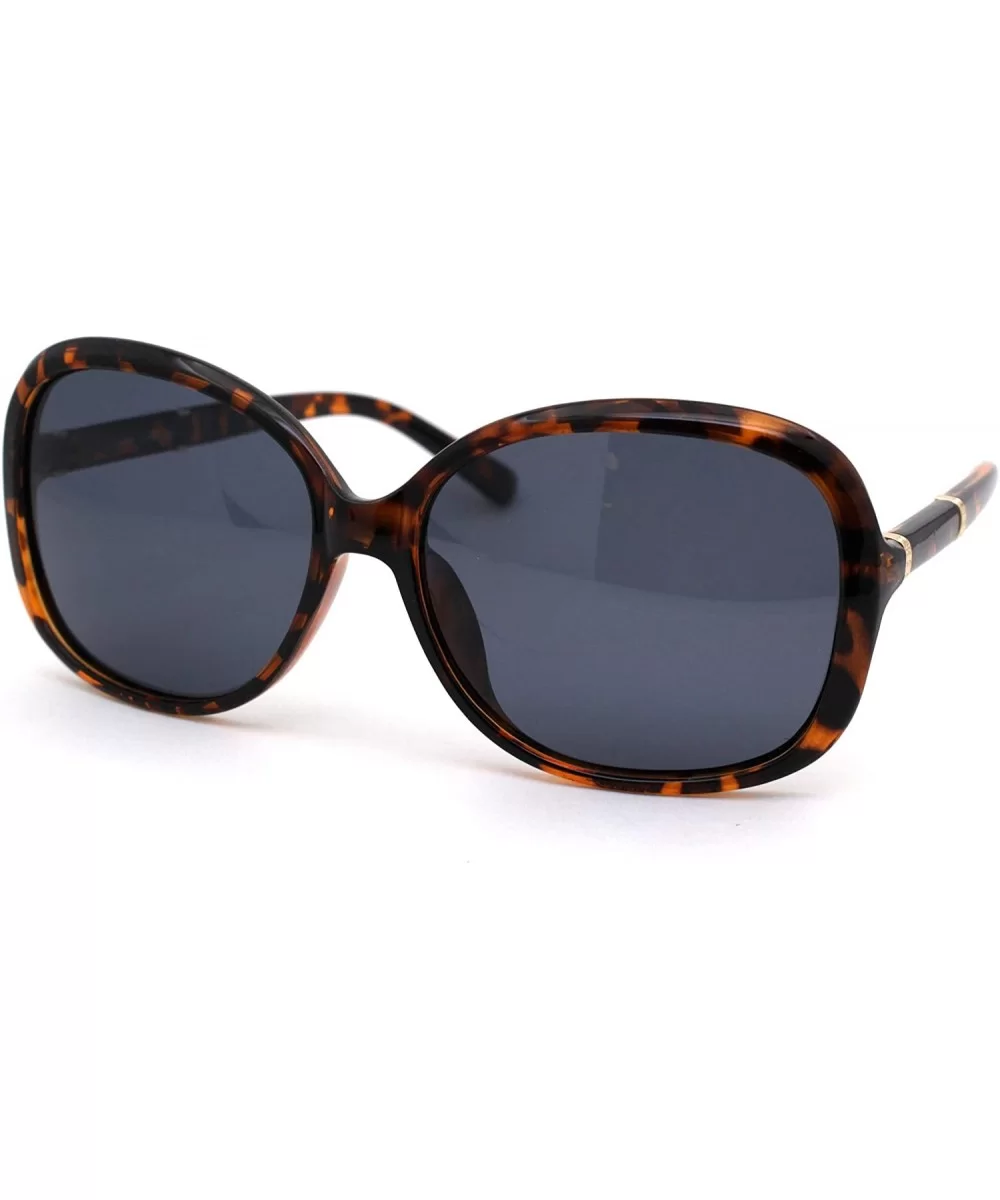 Womens Anti Glare Polarized Plastic Round Butterfy Fashion Sunglasses - Tort Solid Black - C218ZCLXKK7 $12.88 Oversized