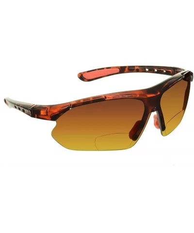 Bifocal Sunglasses Rimless Wraparound - Tortoise Shell Brown - CS11X7P93EL $15.26 Semi-rimless