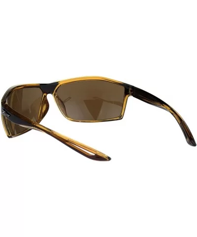 Mens Xloop Sport Squared Rectangular Warp Large Plastic Sunglasses - Black Brown Blue Mirror - C318K0Q9A0H $12.65 Rectangular