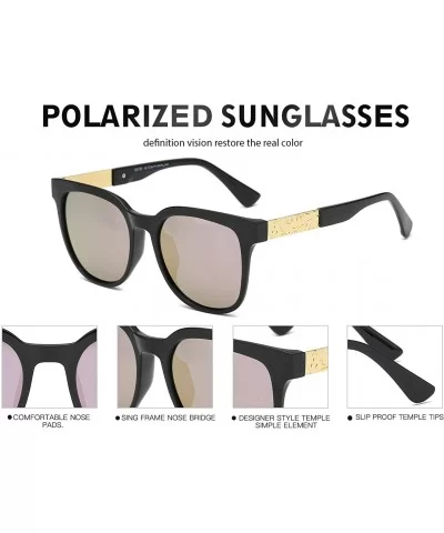 Polarized Sunglasses for Men and Women Designer Retro Square Sun glasses 58135C - Black Pink - CR18I55G69I $13.74 Sport