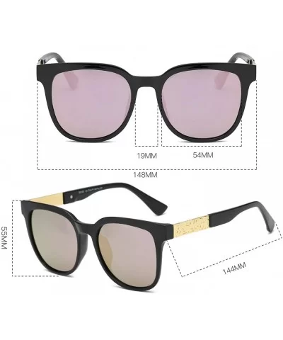 Polarized Sunglasses for Men and Women Designer Retro Square Sun glasses 58135C - Black Pink - CR18I55G69I $13.74 Sport