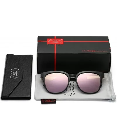 Polarized Sunglasses for Men and Women Designer Retro Square Sun glasses 58135C - Black Pink - CR18I55G69I $13.74 Sport