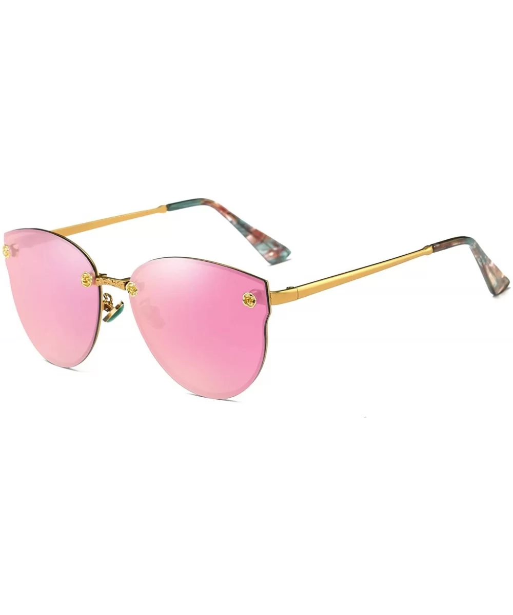 Fashion polarized Sunglasses for Women Mirrored Cat Eye Sunglasses with Rimless Design A382 - Pink - C618K587OZO $25.71 Rimless