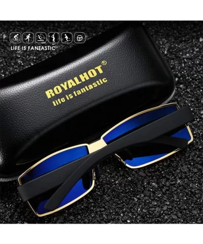 Polarized Rectangular Sunglasses for Mens UV Protection Alloy Frame for Driving Fishing - Silver - CS18YC30R84 $22.70 Sport