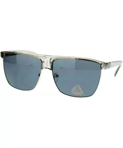 Oversized Mens Retro Half Rim Flat Top Mobster Rectangular Sunglasses - Grey - CE11NOV79A7 $12.64 Rectangular