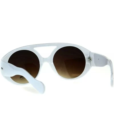 Mens Flat Top Robotic Futuristic Plastic Racer Sunglasses - White Brown - CS18CC83Z6K $12.45 Sport