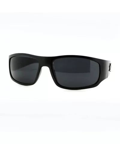 UV400 Protection Mens Sunglasses Oval Rectangular Wrap Marijuana Leaf - Matte Black - CG11WP9AFWN $11.85 Oval