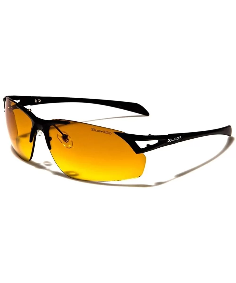 Brown Amber Blue Blocker High-Definition (HD) Lens Driving Wrap Sunglasses - Black - C219704Y04T $16.45 Wrap