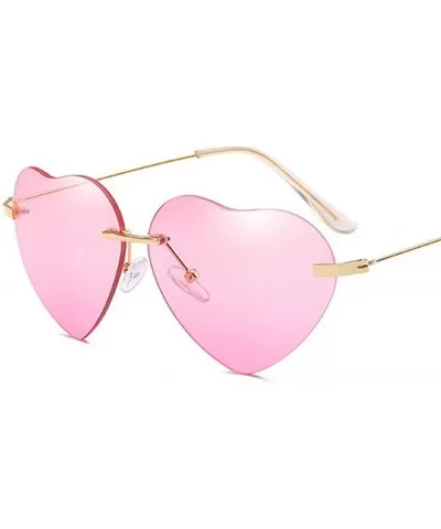 Retro Men Women Sunglasses Metal Heart Lovely Aviator Style Glasses Eyewear - Pink - CN18D6O07WY $27.48 Rimless