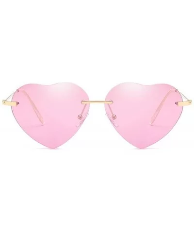 Retro Men Women Sunglasses Metal Heart Lovely Aviator Style Glasses Eyewear - Pink - CN18D6O07WY $27.48 Rimless