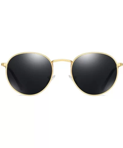 Retro Round Sunglasses Men Polarized Uv400 2019 Summer Sun Glasses Male Driving Metal Frame Gold Black Green - CN198AHKHH2 $5...