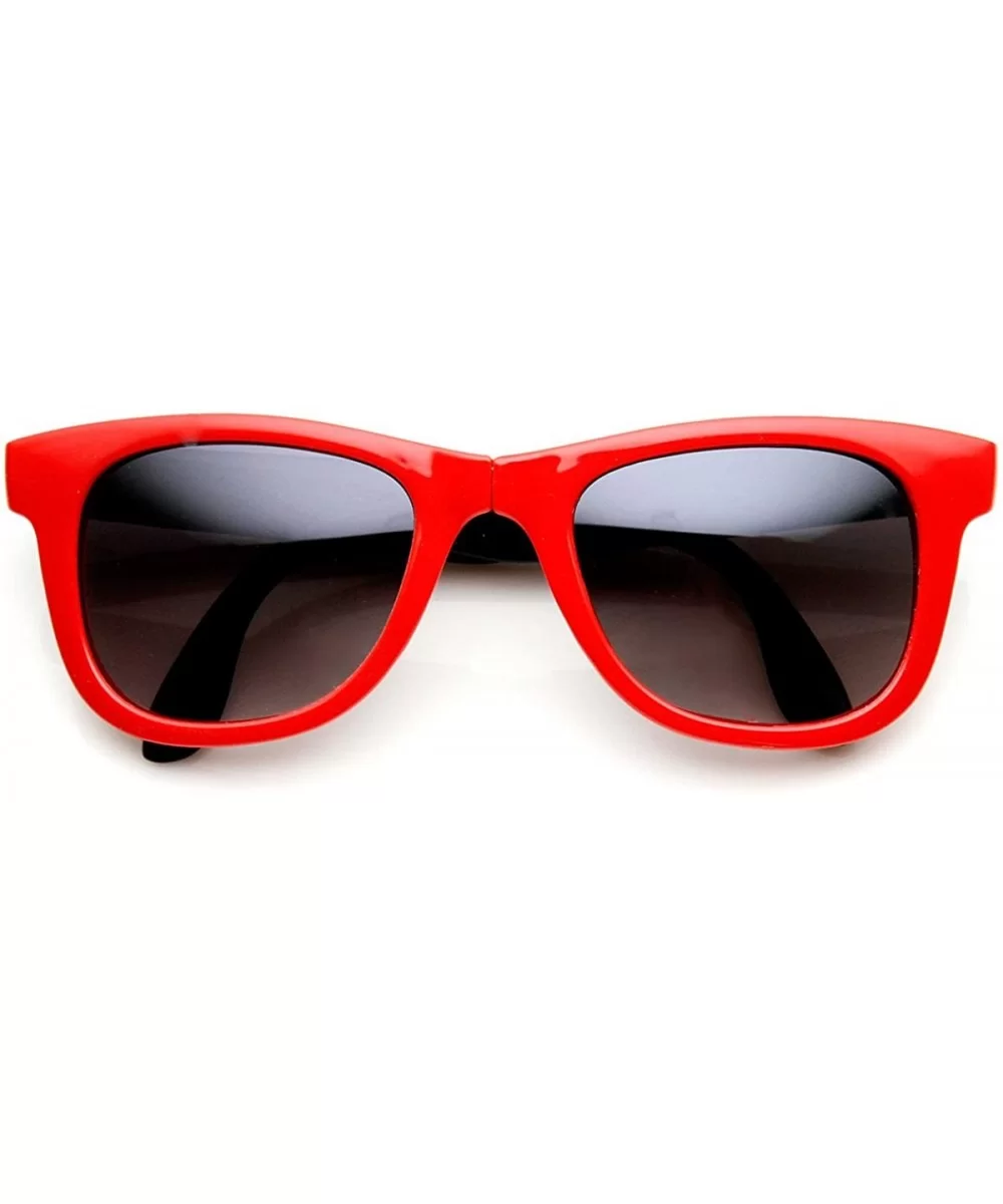 Classic Folding Compact Pocket Fold-Up Horn Rimmed Sunglasses - Red Lavender - CH11O5E85GZ $12.60 Wayfarer