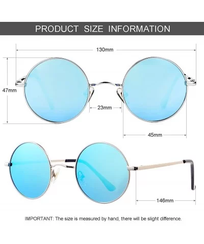 John Lennon Glasses - Small Round Polarized Sunglasses for Women Men Retro Circle Sun Glasses - C6192CEZASA $13.66 Round