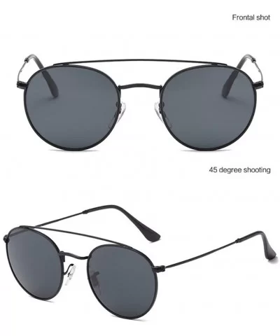 Glass Lenses - Sunglasses - Double-Beam Glasses - Circular Sunglasses - sunshades - Dazzling Glasses - E - CE18QO3XZAD $57.52...