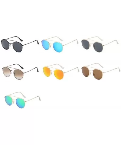 Glass Lenses - Sunglasses - Double-Beam Glasses - Circular Sunglasses - sunshades - Dazzling Glasses - E - CE18QO3XZAD $57.52...