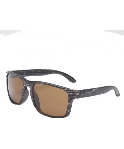 Classic Retro Sport Flash Mirror Wood Sunglasses UV400 - Gray/Brown - CJ12IYUWOMB $31.07 Square