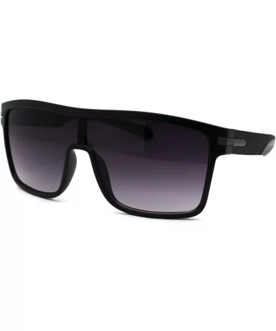 Mens Oversized Shield Robotic Sport Plastic Sunglasses - Black Gunmetal Smoke - CT18ZTZOU5G $18.13 Shield